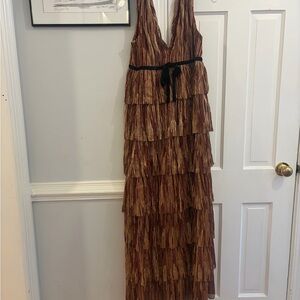 Francesca's Collections Brown Tiered Maxi Dress
